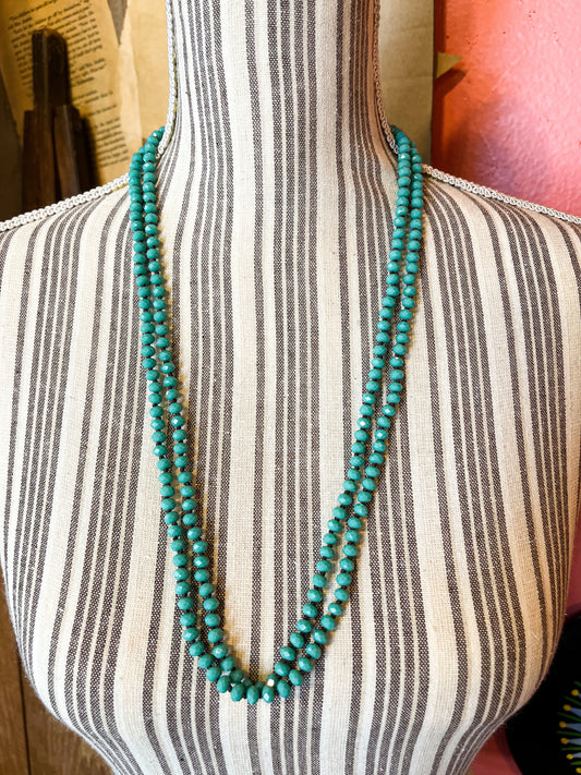 Freefall Turquoise Colored Long Bead Necklace
