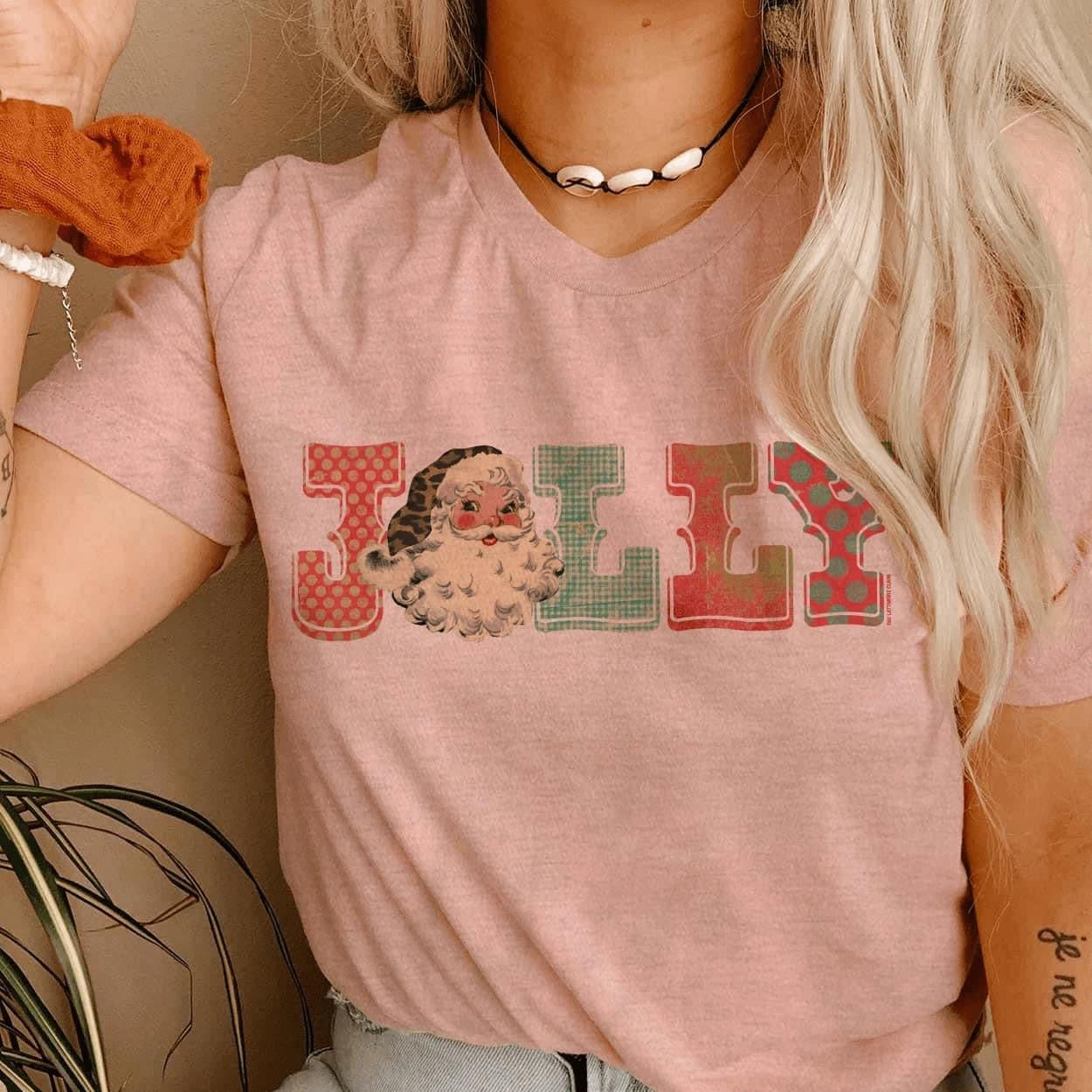 Holly Jolly Santa Pink Graphic Tee