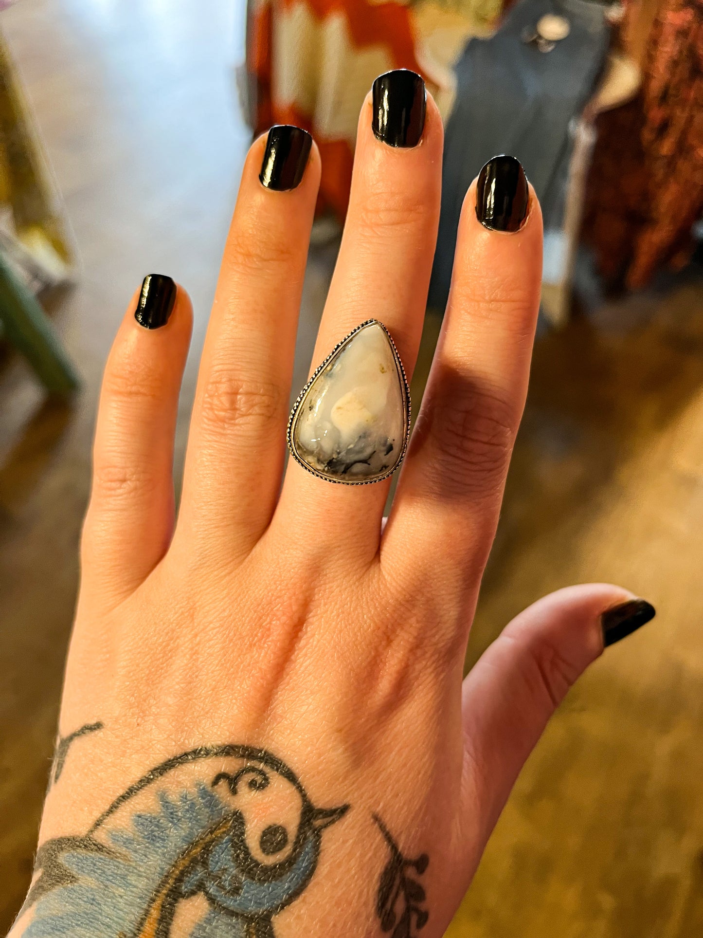Dendritic Opal Ring size 8.5