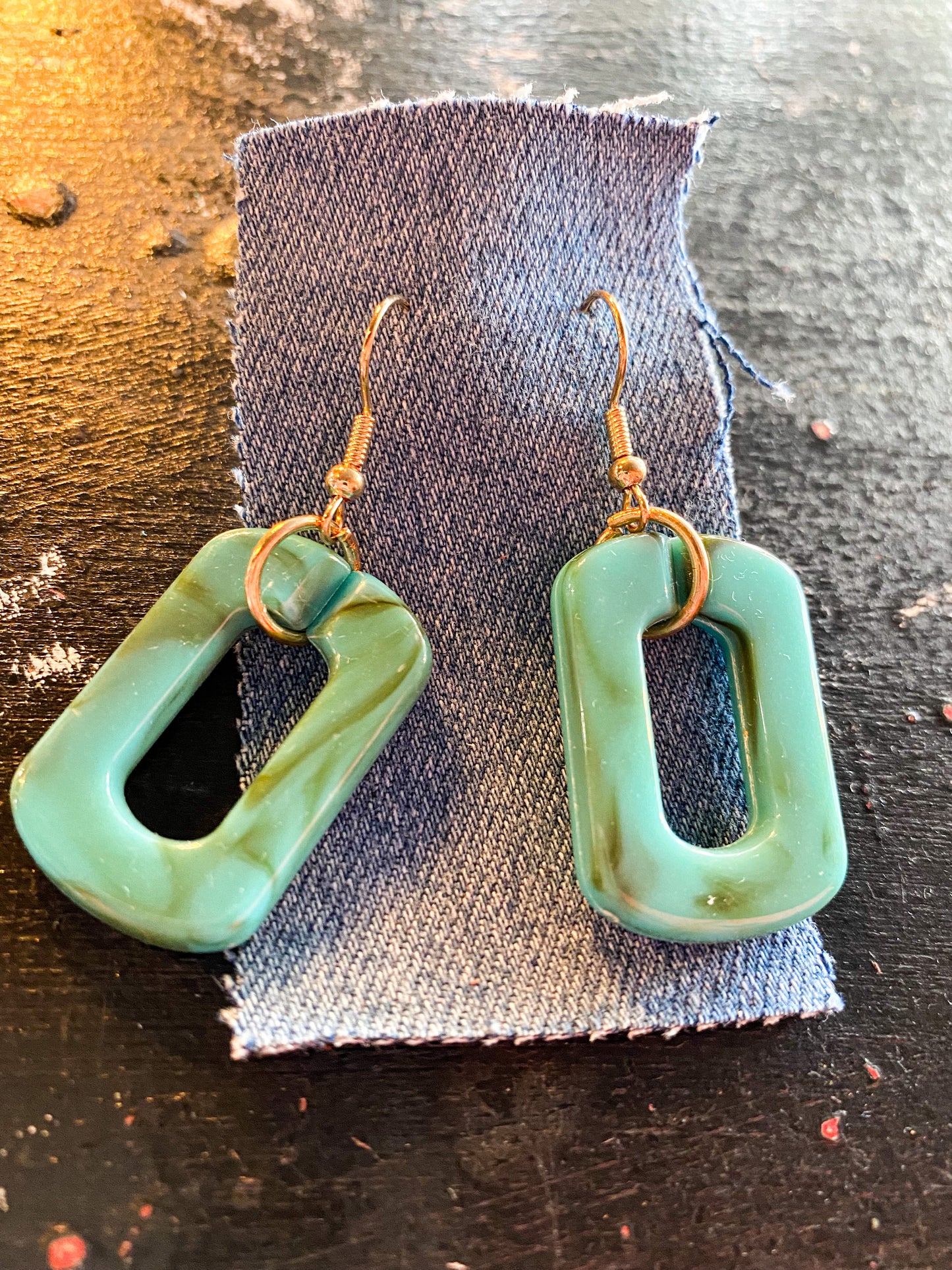 Turquoise Colored Square Earrings
