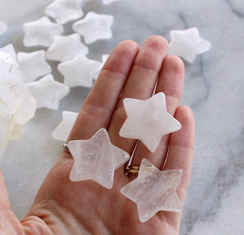 Clear Quartz Star Crystal Palm Stone