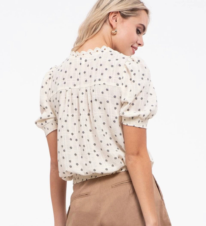 Camila Floral Print Smocked Waist Blouse