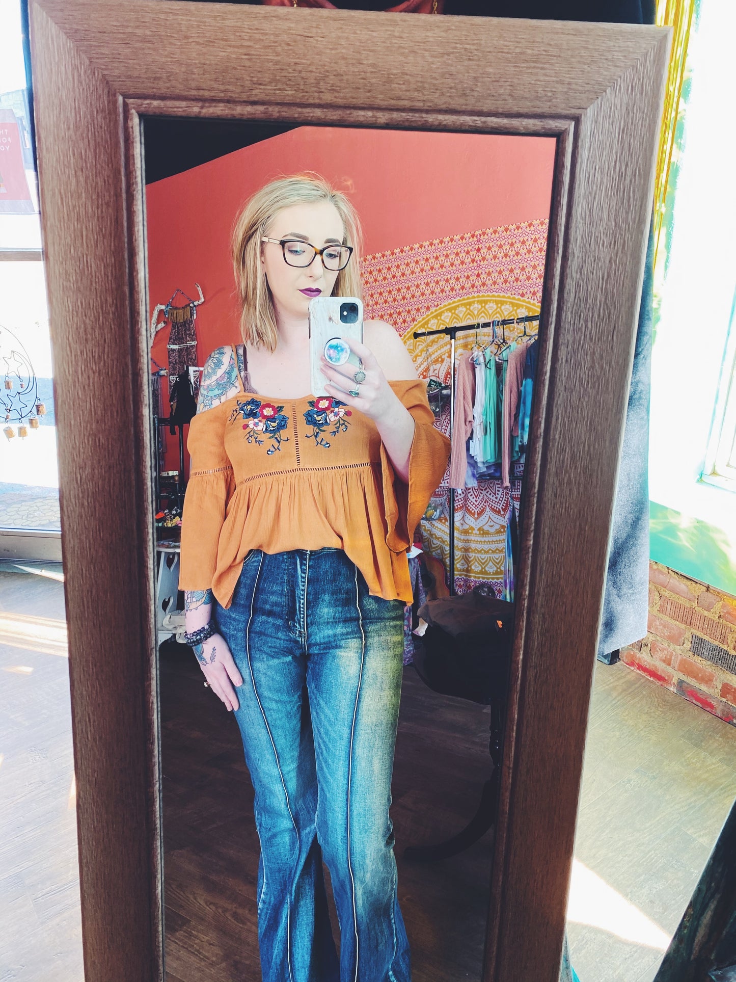 Maria Embroidered Cold Shoulder Boho Blouse