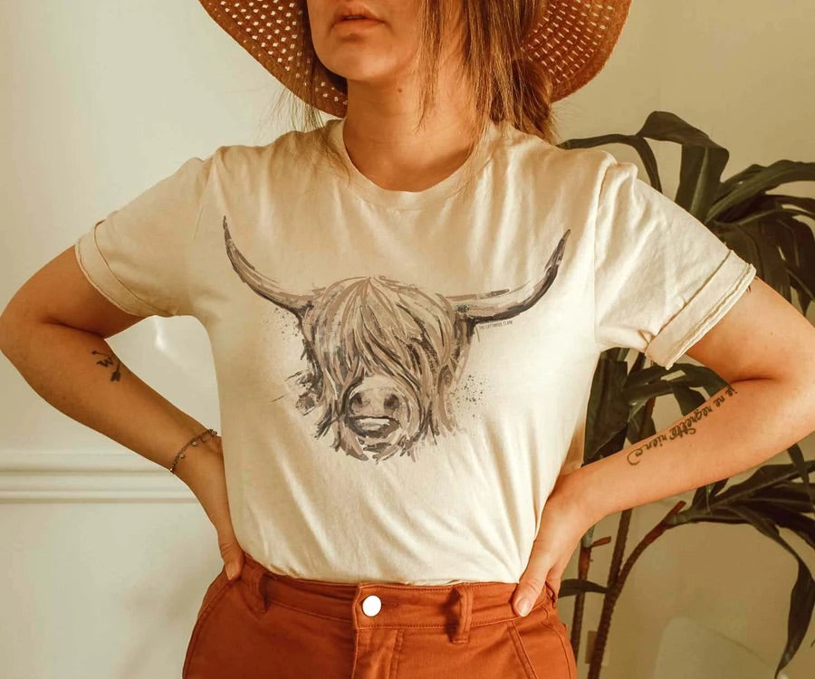 Hand drawn bull Graphic Tee