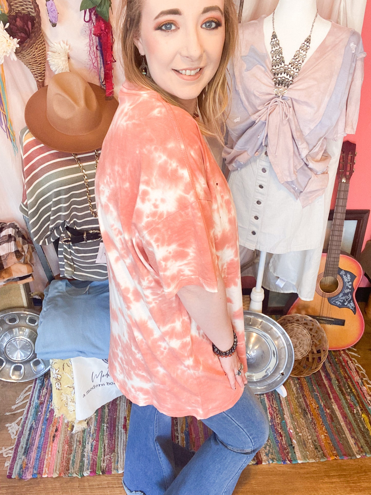 So peachy oversized tie dye tee
