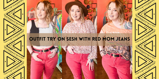 Outfit Session Showing Off How to Rock Red Vintage Style Mom Jeans