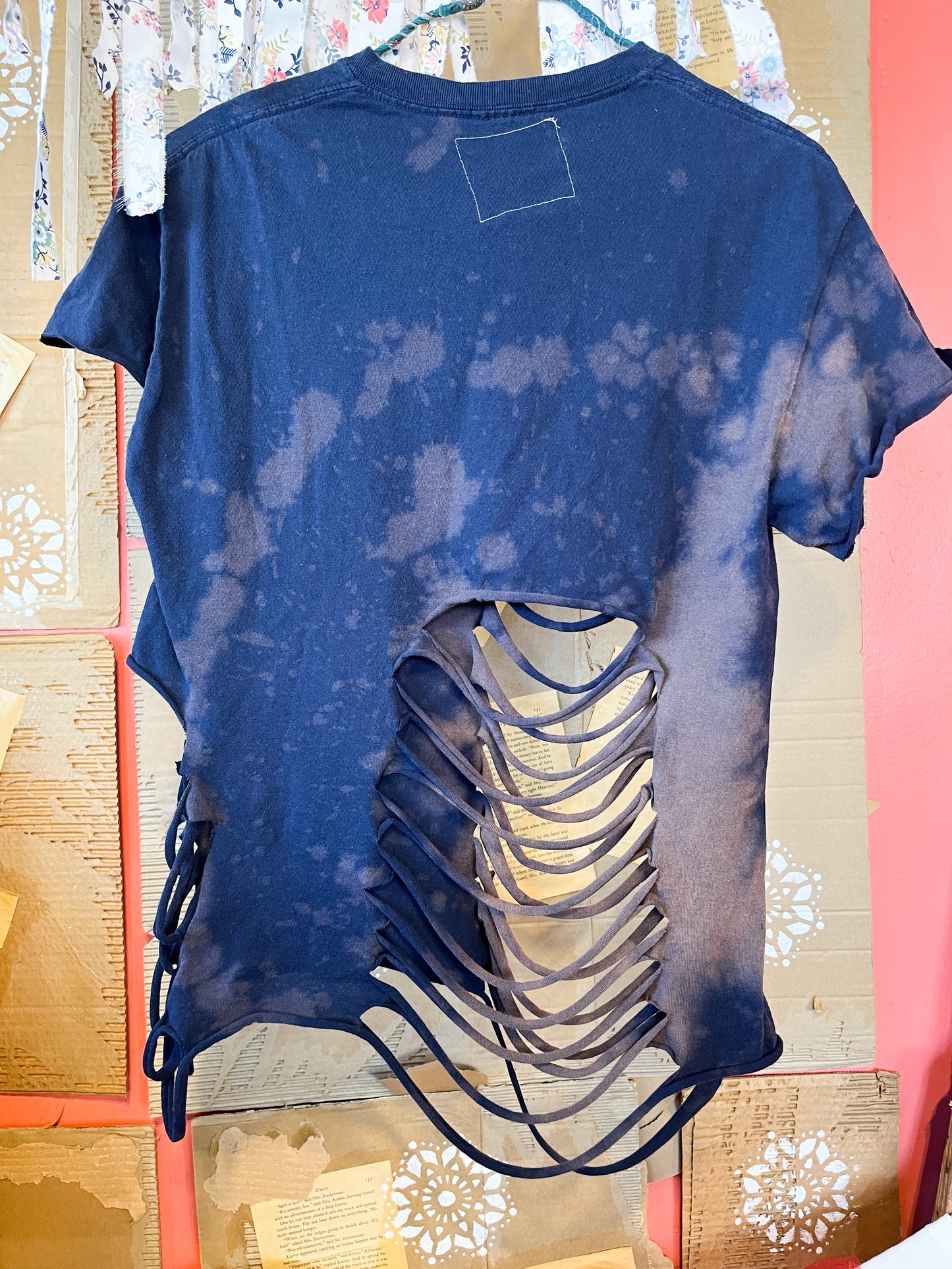 Slasher Extreme Distressed and Bleached Navy Upcycled Tee