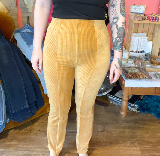 Roxie Solid Mustard Velvet Pants