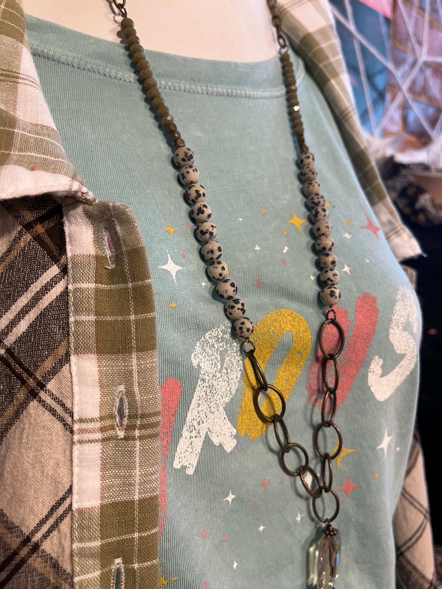 Crossroad patina necklace