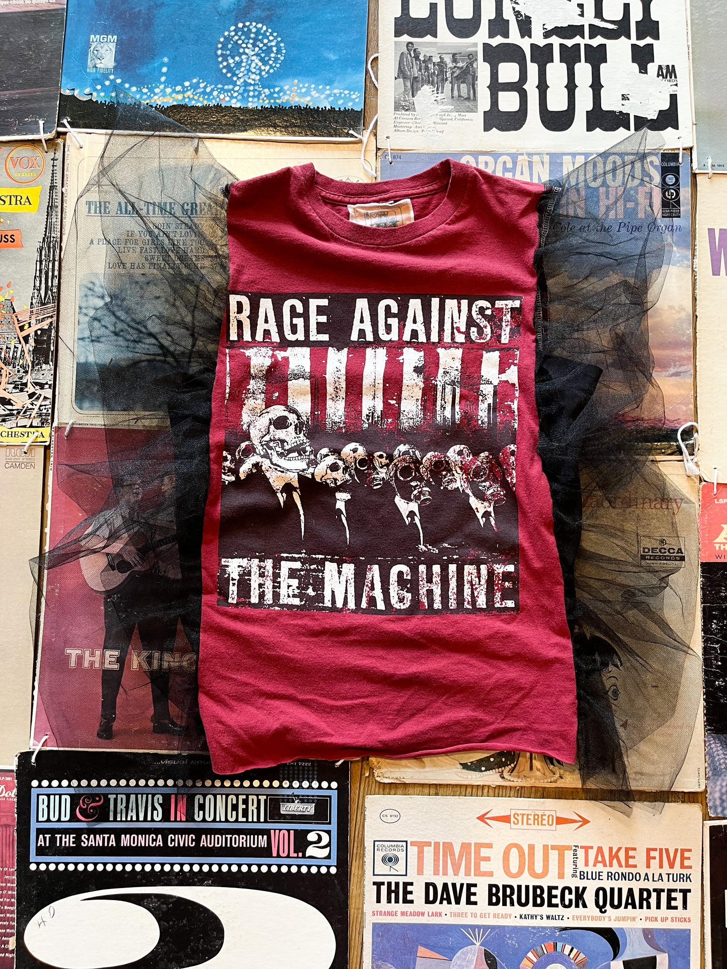 Upcycled Rage Against The Machine Tulle Graphic Tee
