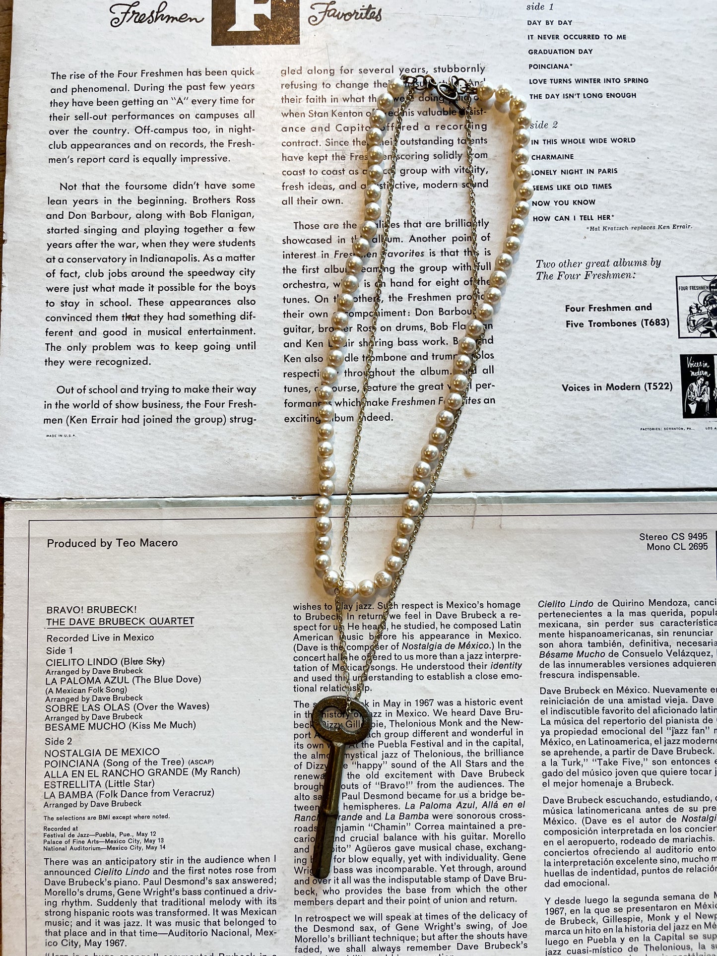 Key to my Heart Vintage Upcycled Pearl and Chain Necklace