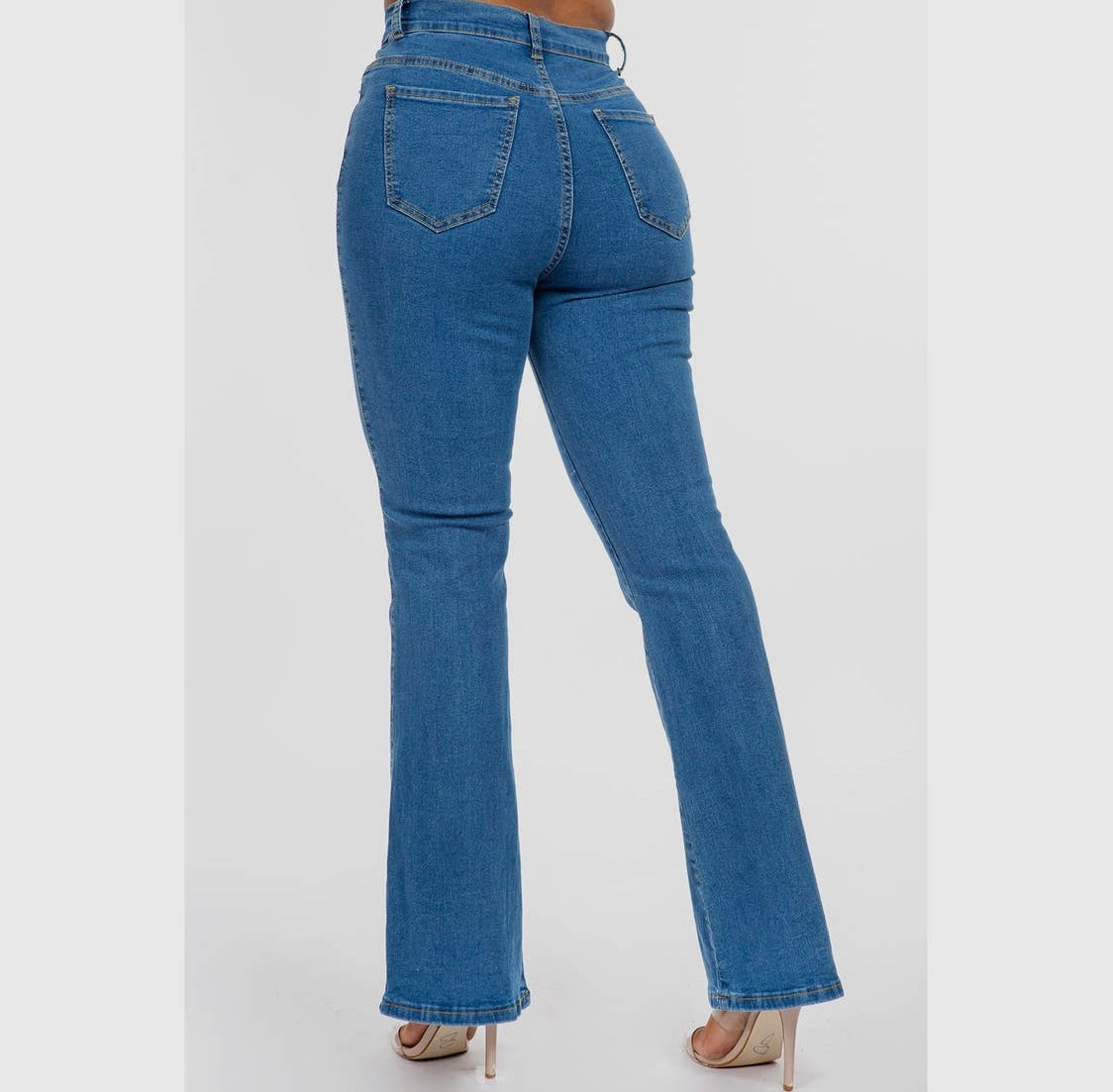 Hot Girl Medium Wash High Rise Bootcut Flare Jeans