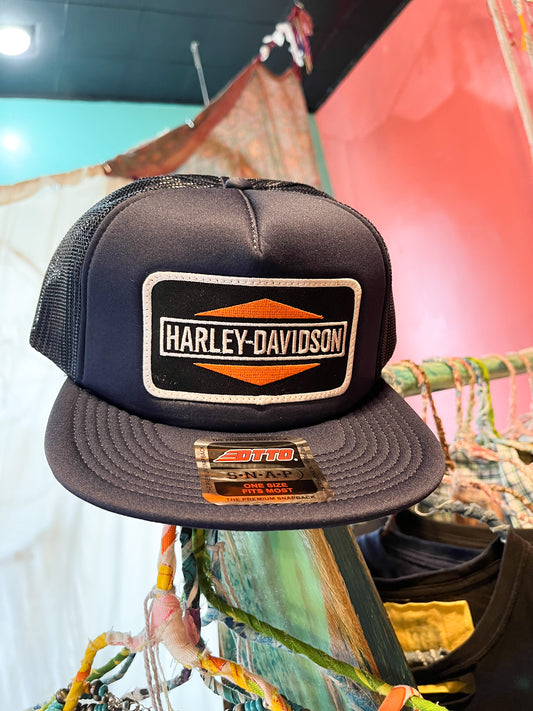 Navy Blue Harley Flat-bill Trucker Hat