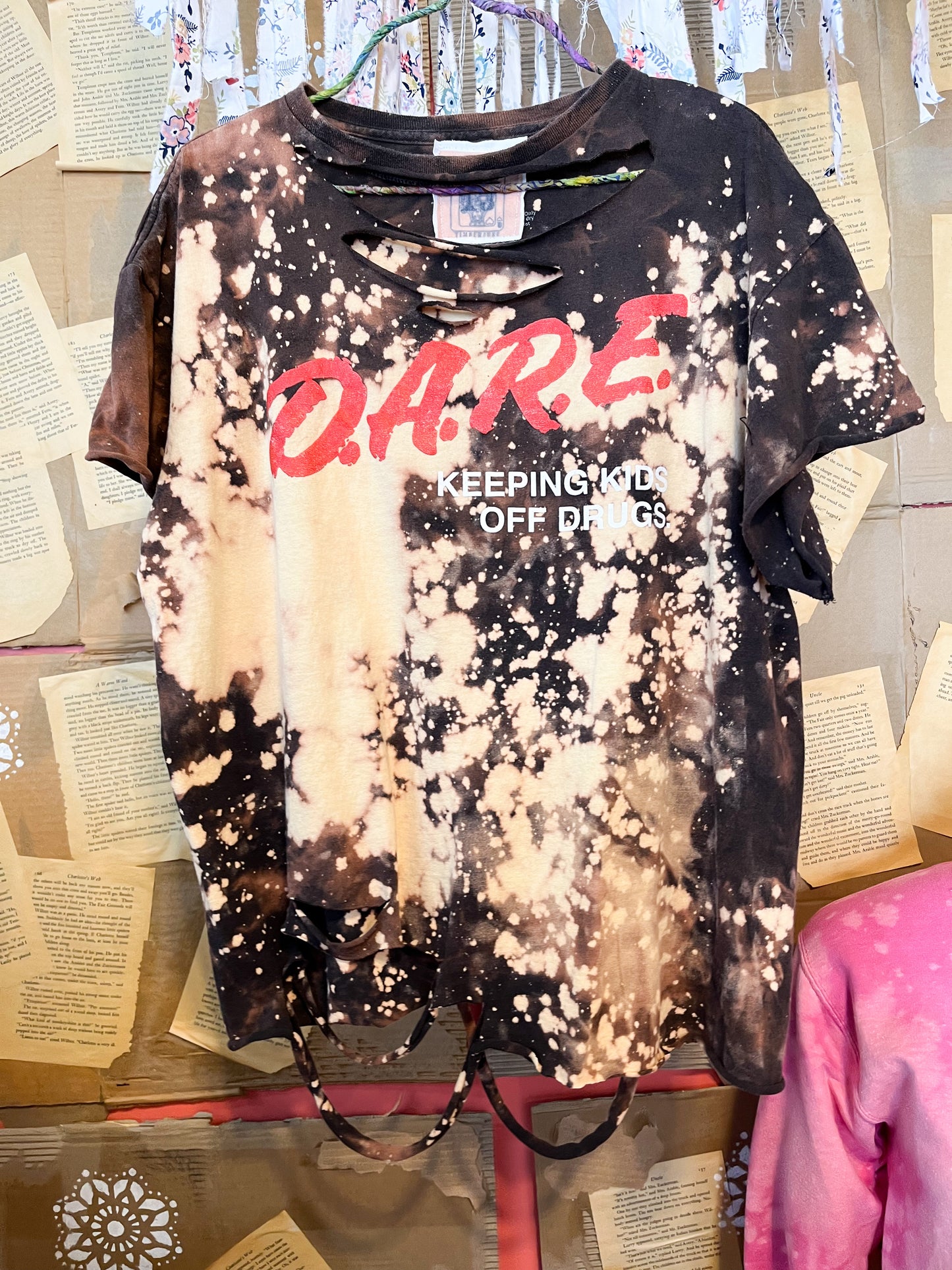 D.A.R.E upcycled bleached and distressed tee