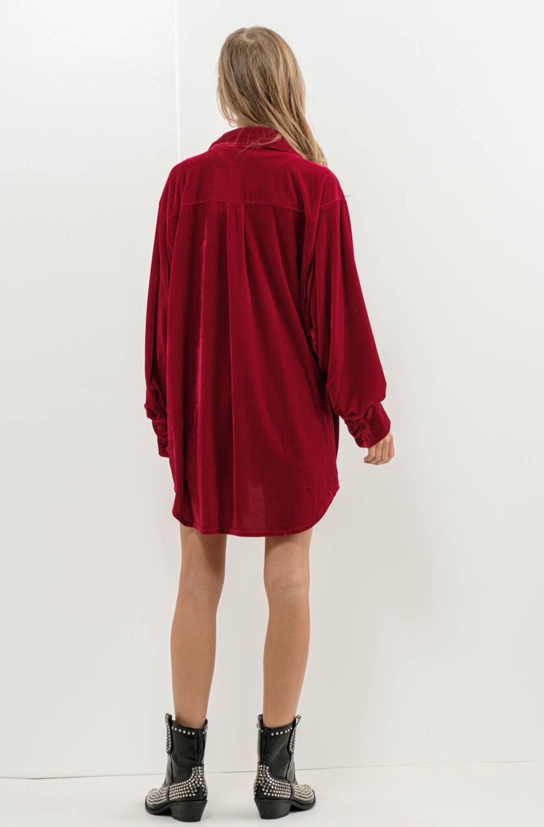 Red velvet buttonup dress shirt