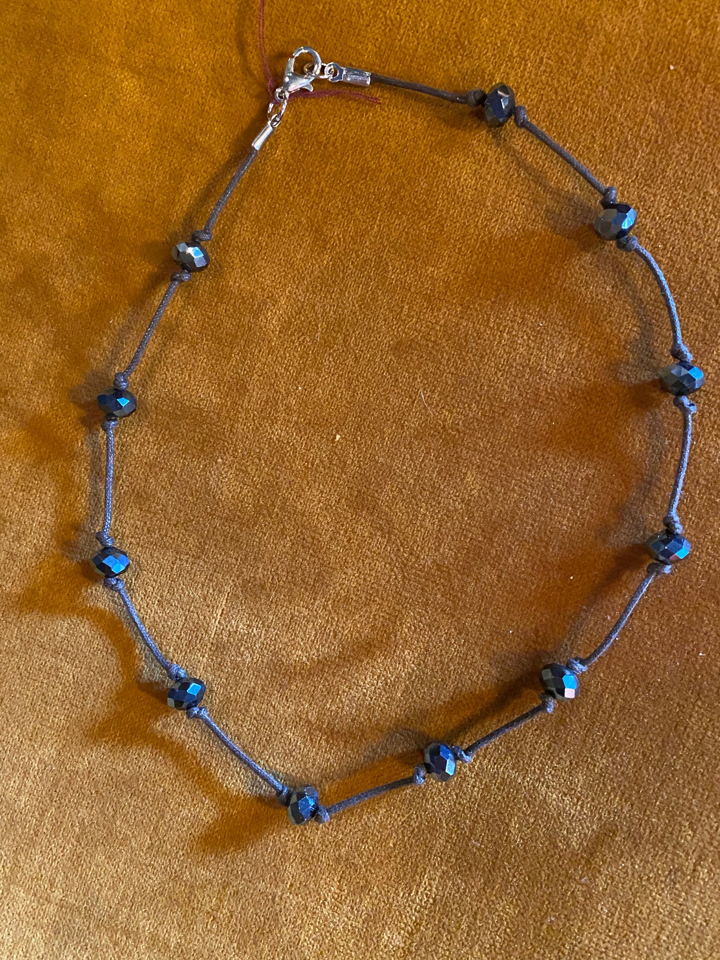 multi shiny bead cord choker