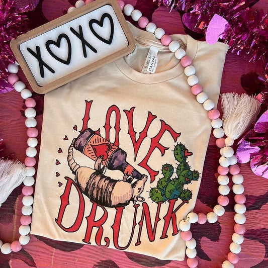 Love Drunk Armadillo cream Graphic Tee