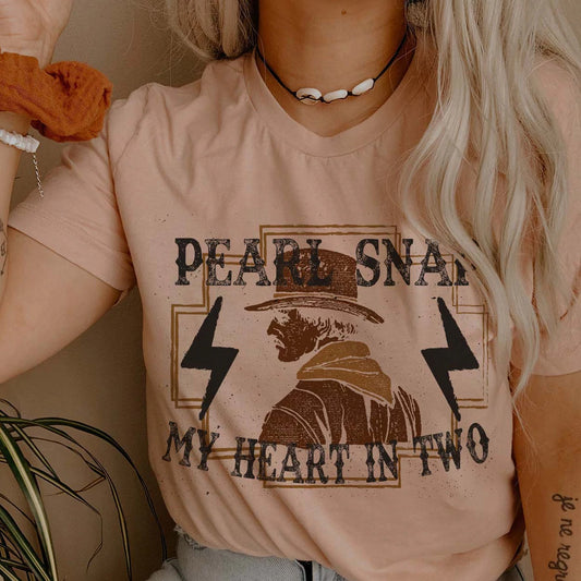 Pearl Snap My Heart Desert Rose Pink Colored Western Printed Graphic Tee