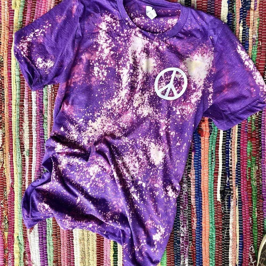 Bleached Purple Peace Sign Graphic Tee