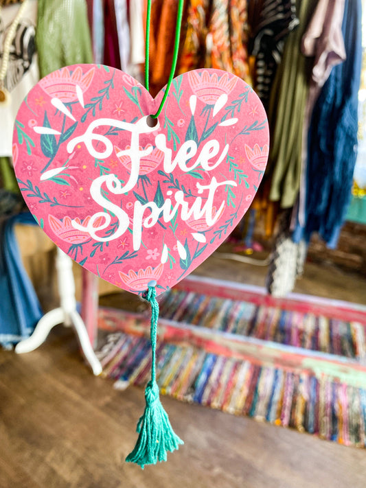 Free Spirit Quote Heart Shape Cherry Blossom Scent Air Freshener