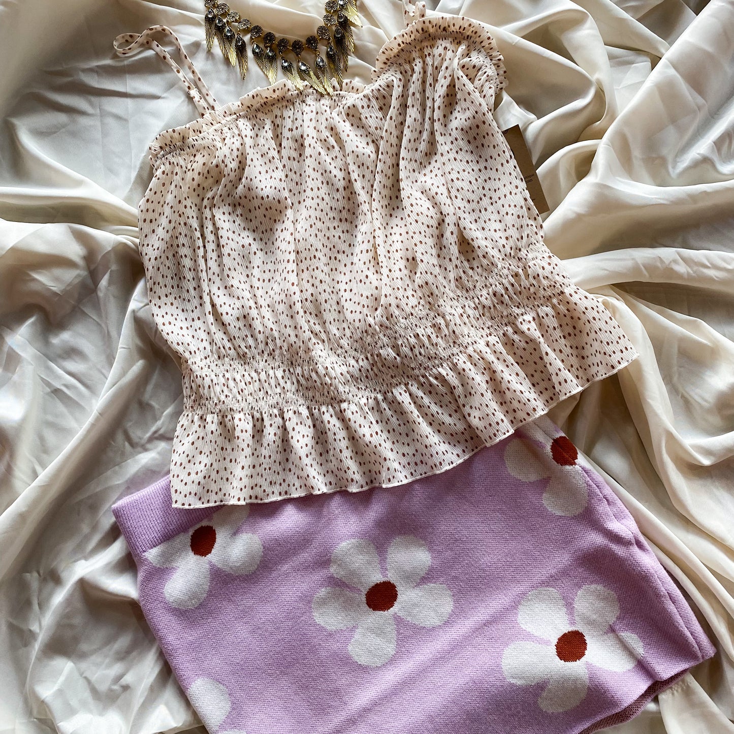 Oh My Daisy Lavender Flower Sweater Mini Skirt