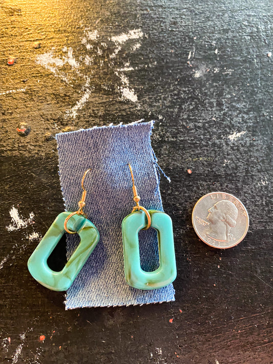 Turquoise Colored Square Earrings