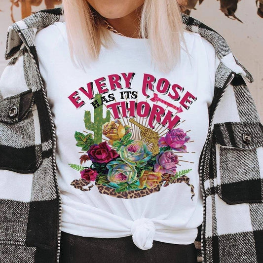 Every Rose Has It’s Thorns White Graphic Tee