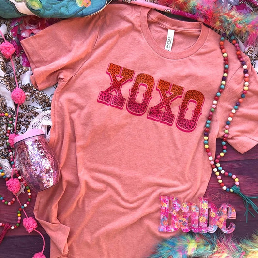 XOXO Leopard Print Pink Graphic Tee