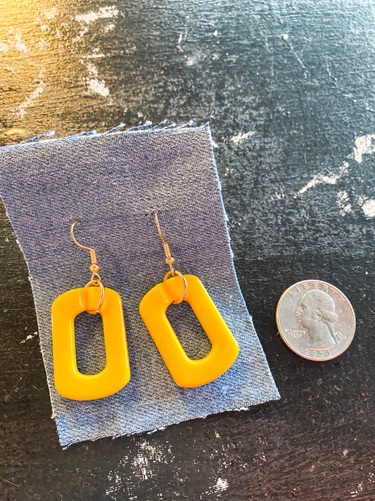 Mustard Yellow Colored Square Earrings