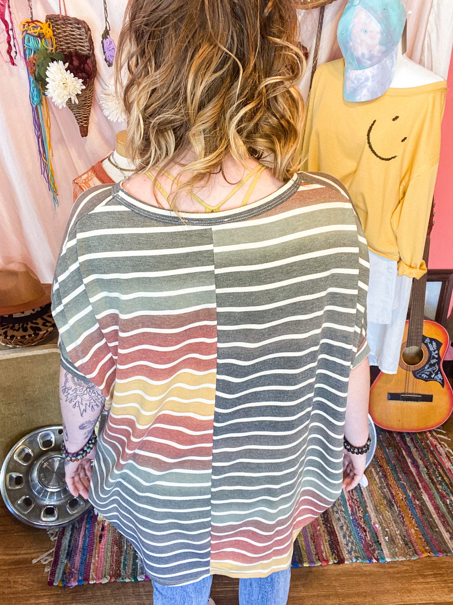 Ombre striped oversized tshirt