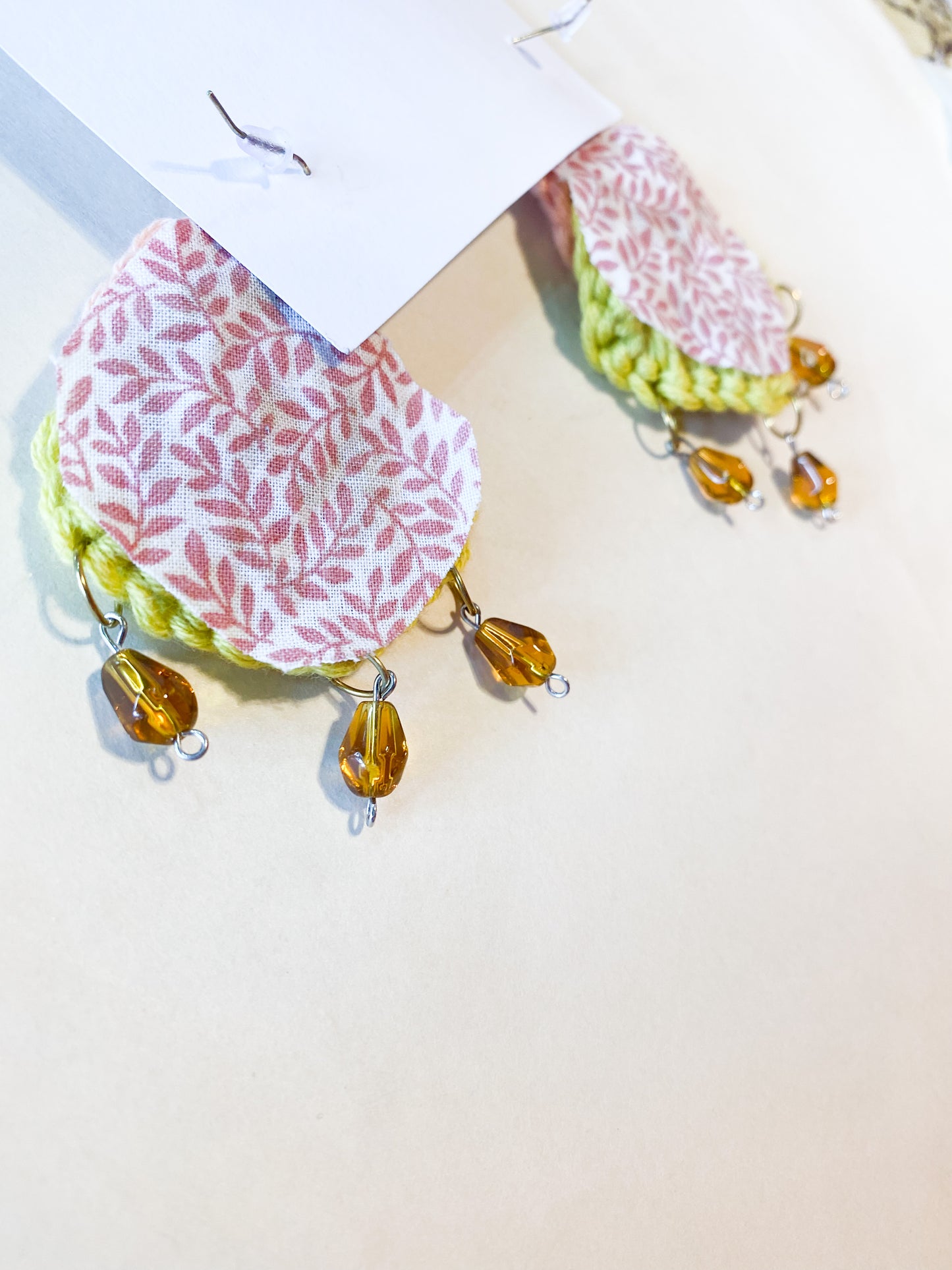Glass bead fringe macramé earrings