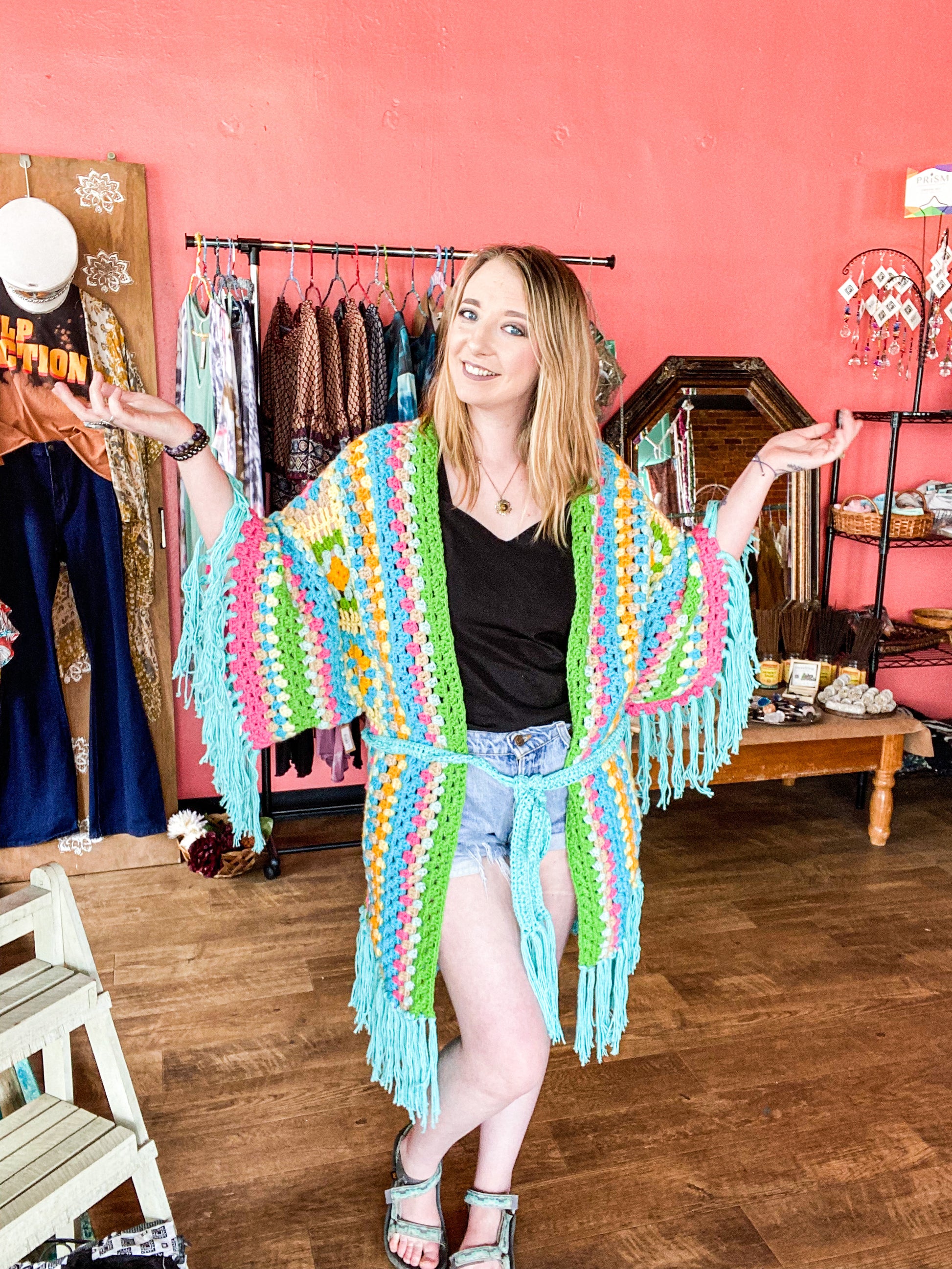 Fringe on sale crochet jacket