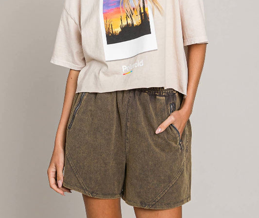 Here to party mineral wash sweat shorts