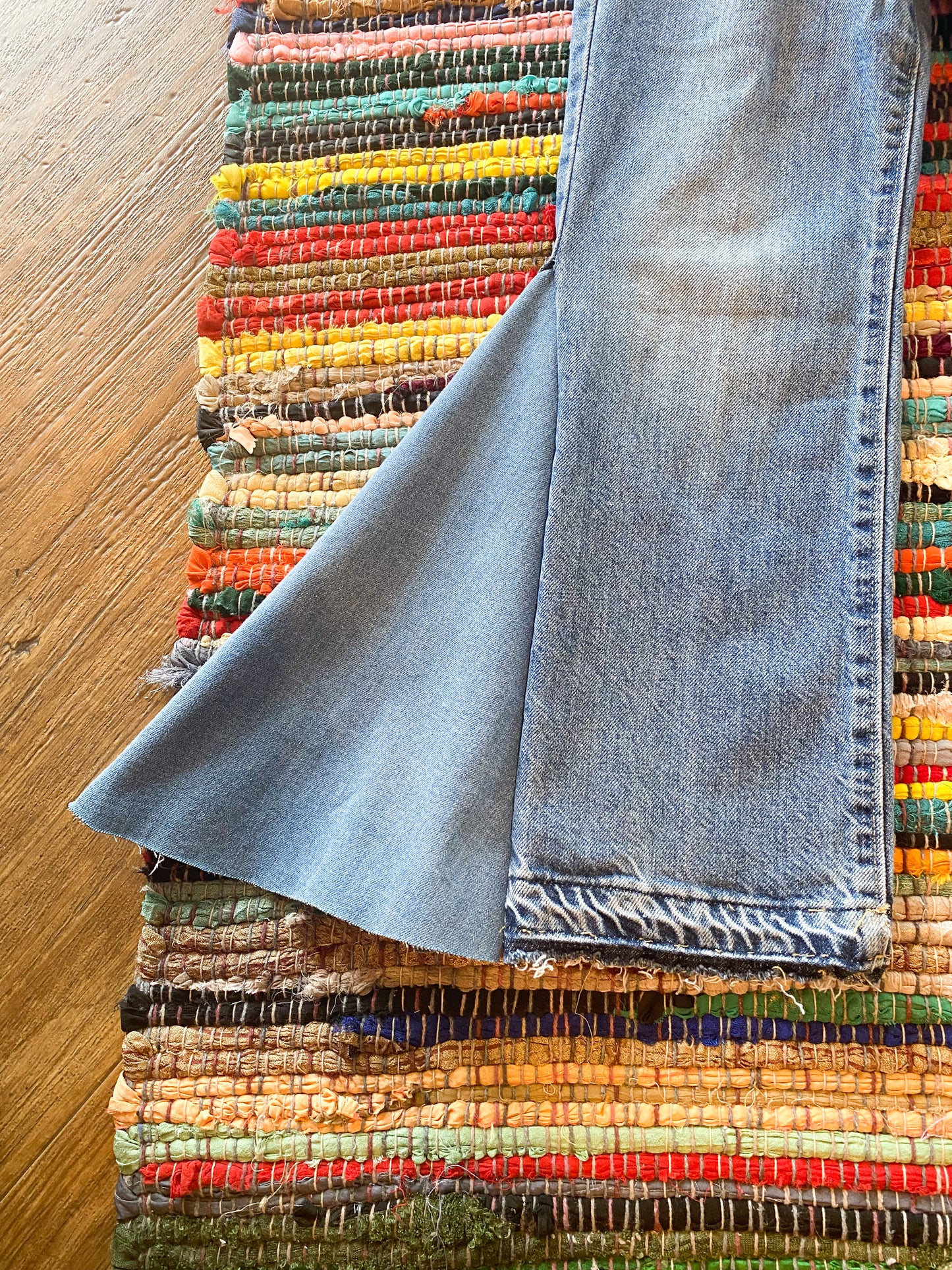 Size 6 upcycled hippie denim bell bottoms