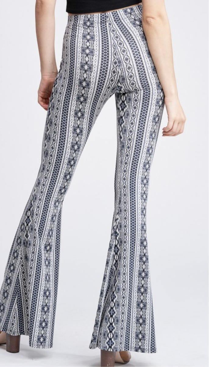 Printed Bell Bottom Stretchy Flare Pants