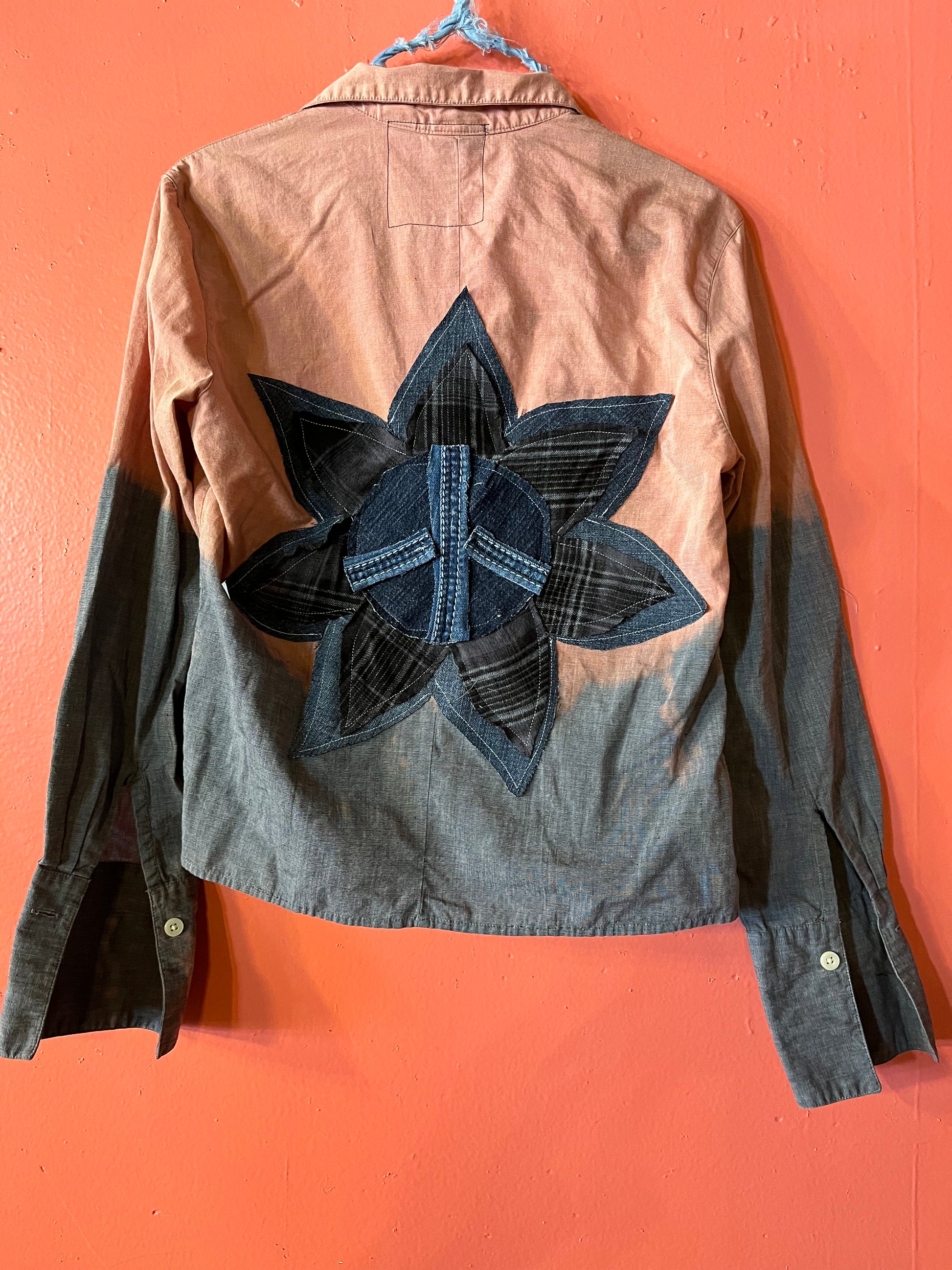 Boho Hippie Kids Upcycled Denim Jacket Size 6/6x