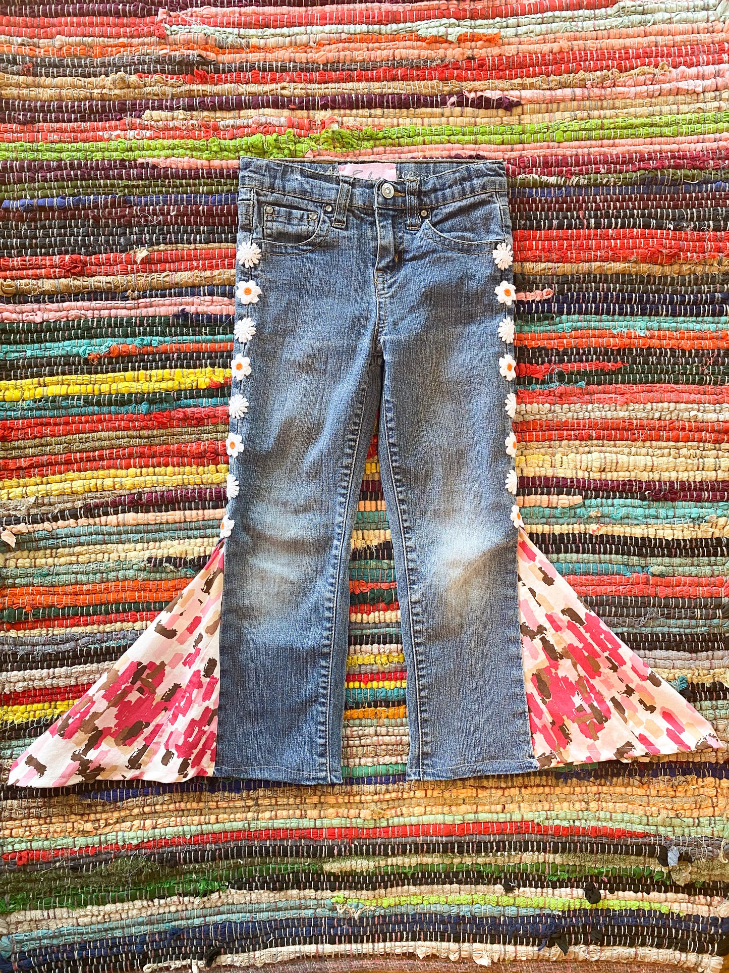Size 5 upcycled hippie denim bell bottoms