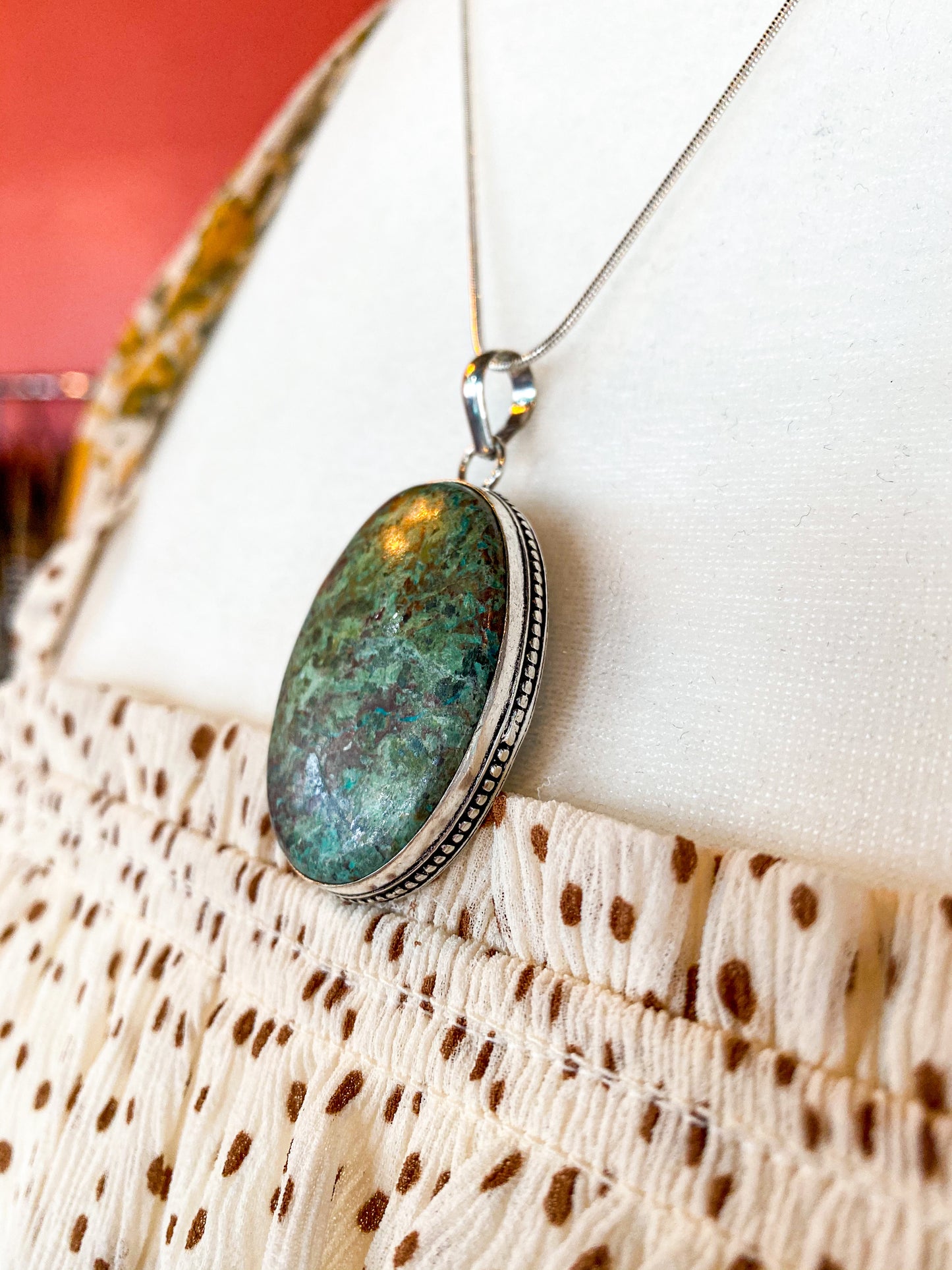 African Turquoise Crystal Pendant Necklace