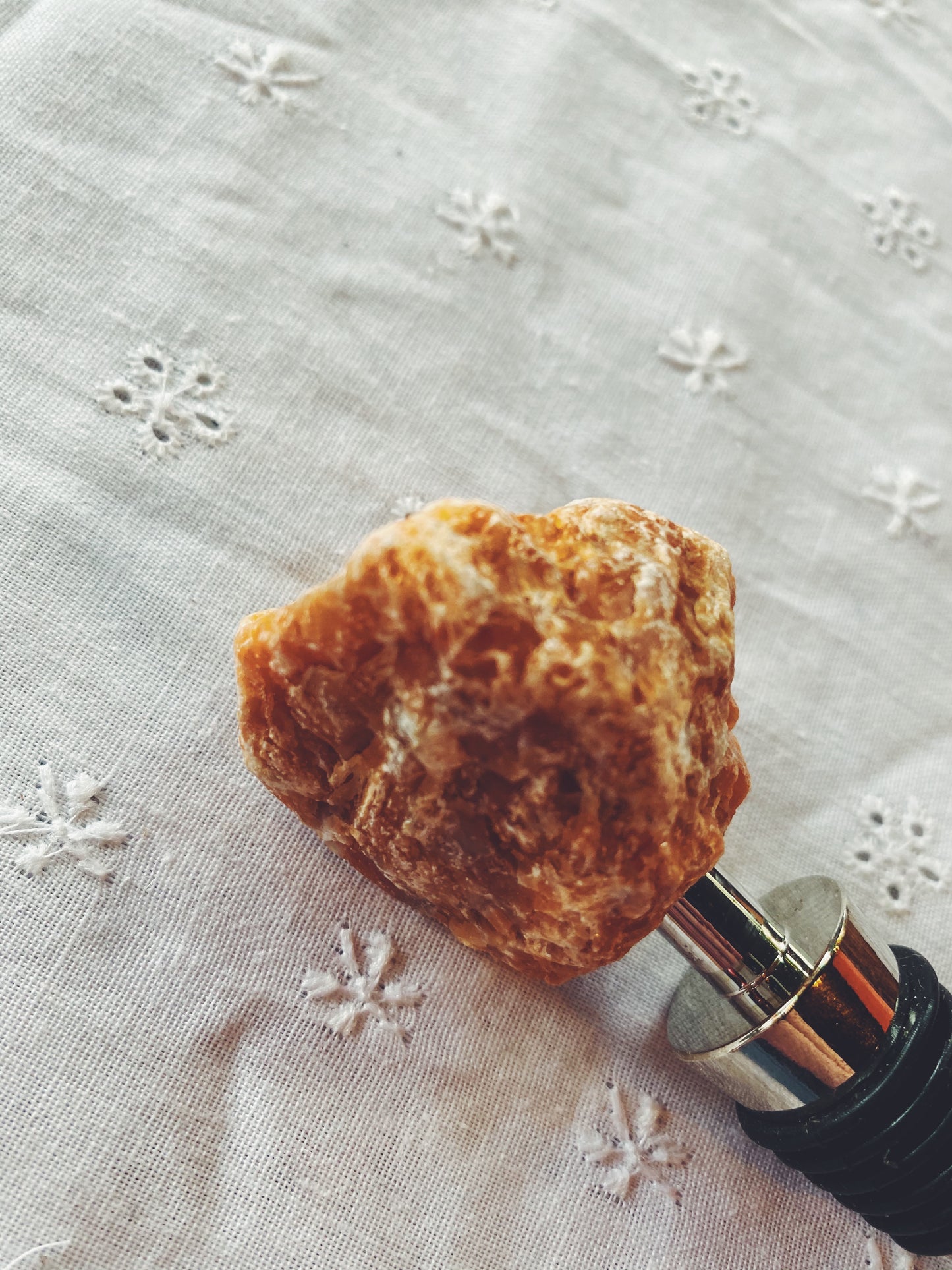 Orange Calcite gemstone wine bottle stopper.