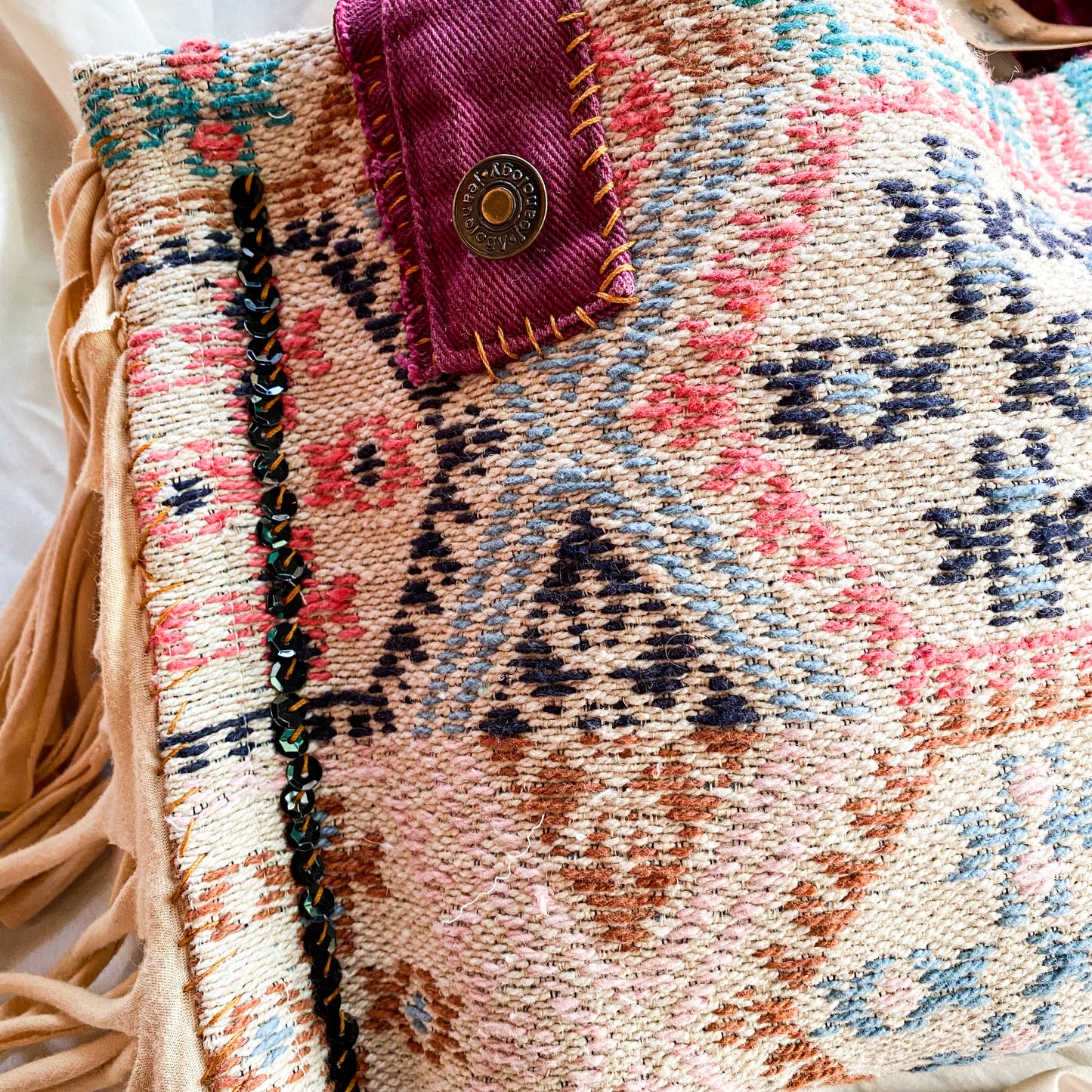 Handmade boho gypsy rug handbag purse