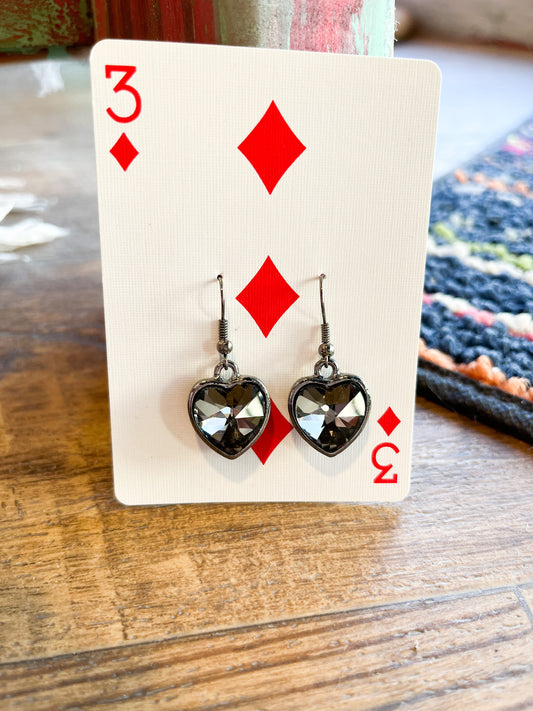 Rhinestone Heart Dangle earrings
