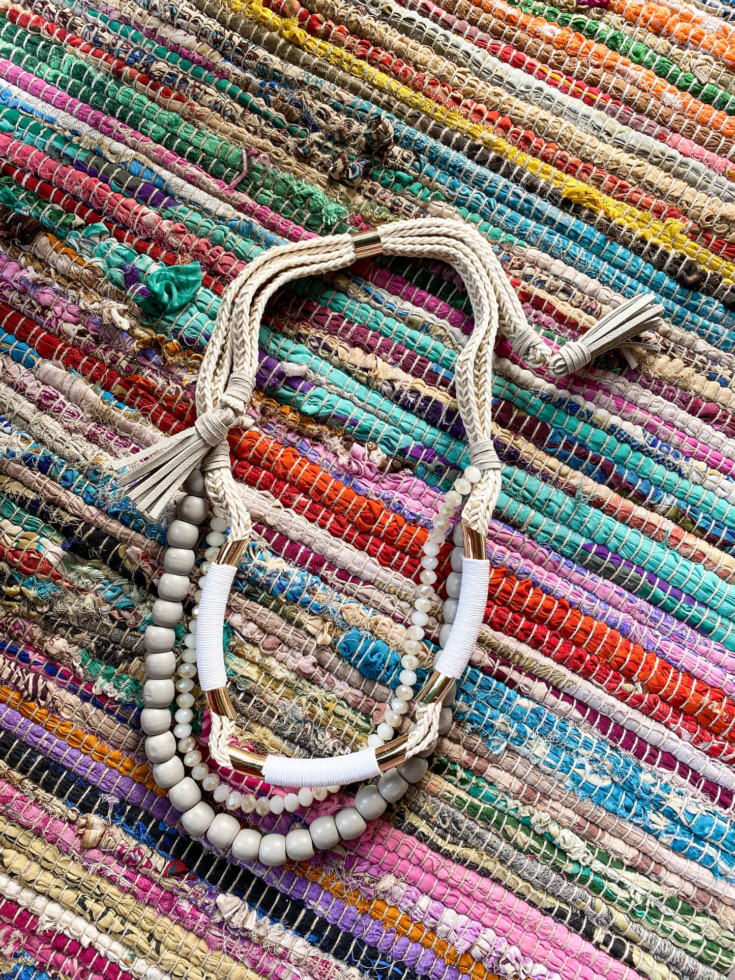 Multi strands chunky beaded rope necklace