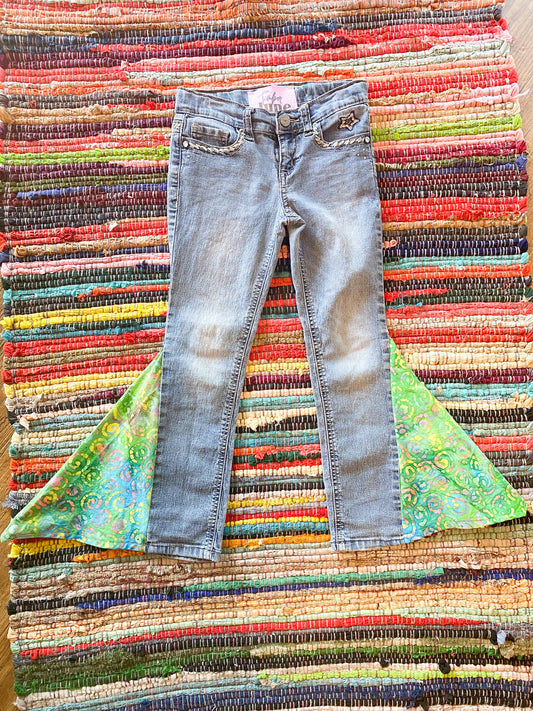Size 6X upcycled hippie denim bell bottoms