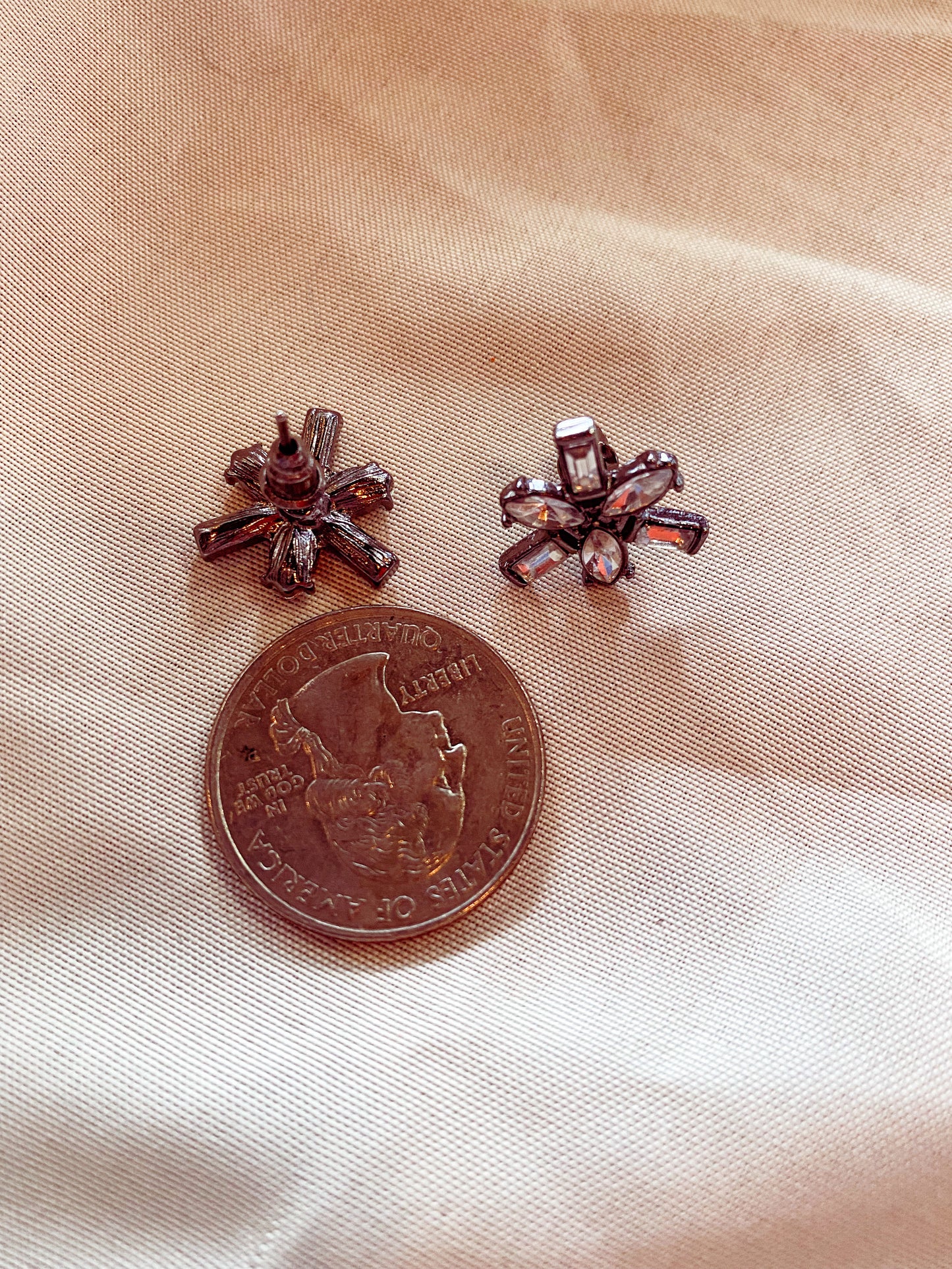 Rhinestone flower post earrings