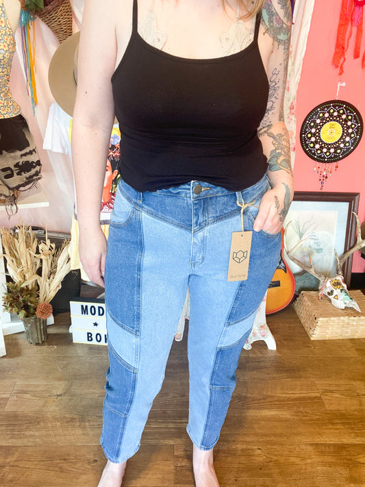 PacSun Patch On Blue Mom Jeans