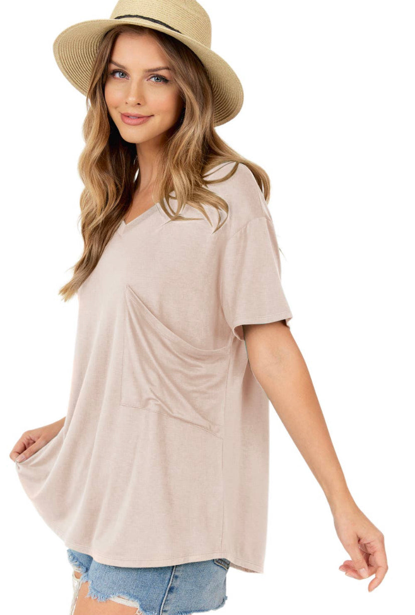 Just Chill Basic Knit Oversized Pocket Tee