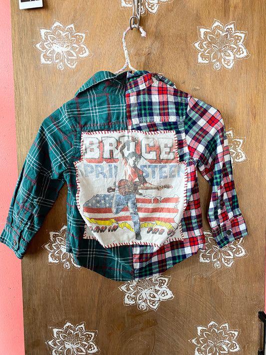 Bruce concert kids upcycled plaid flannel size 3T/4T