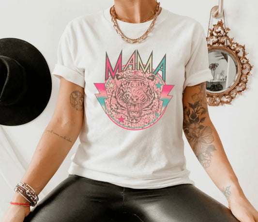 Rock n roll tiger graphic “Mama” Graphic Tee