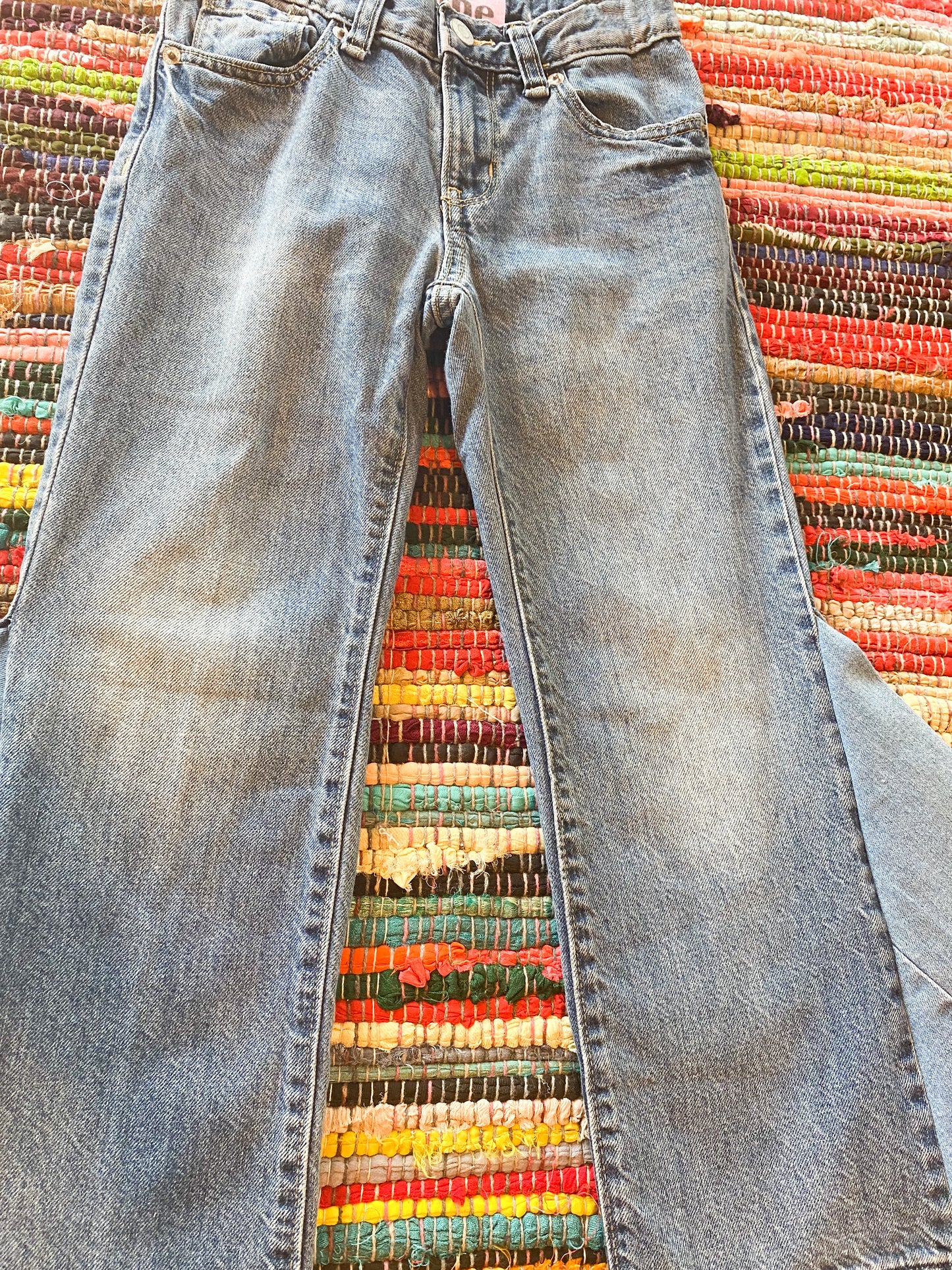 Size 6 upcycled hippie denim bell bottoms