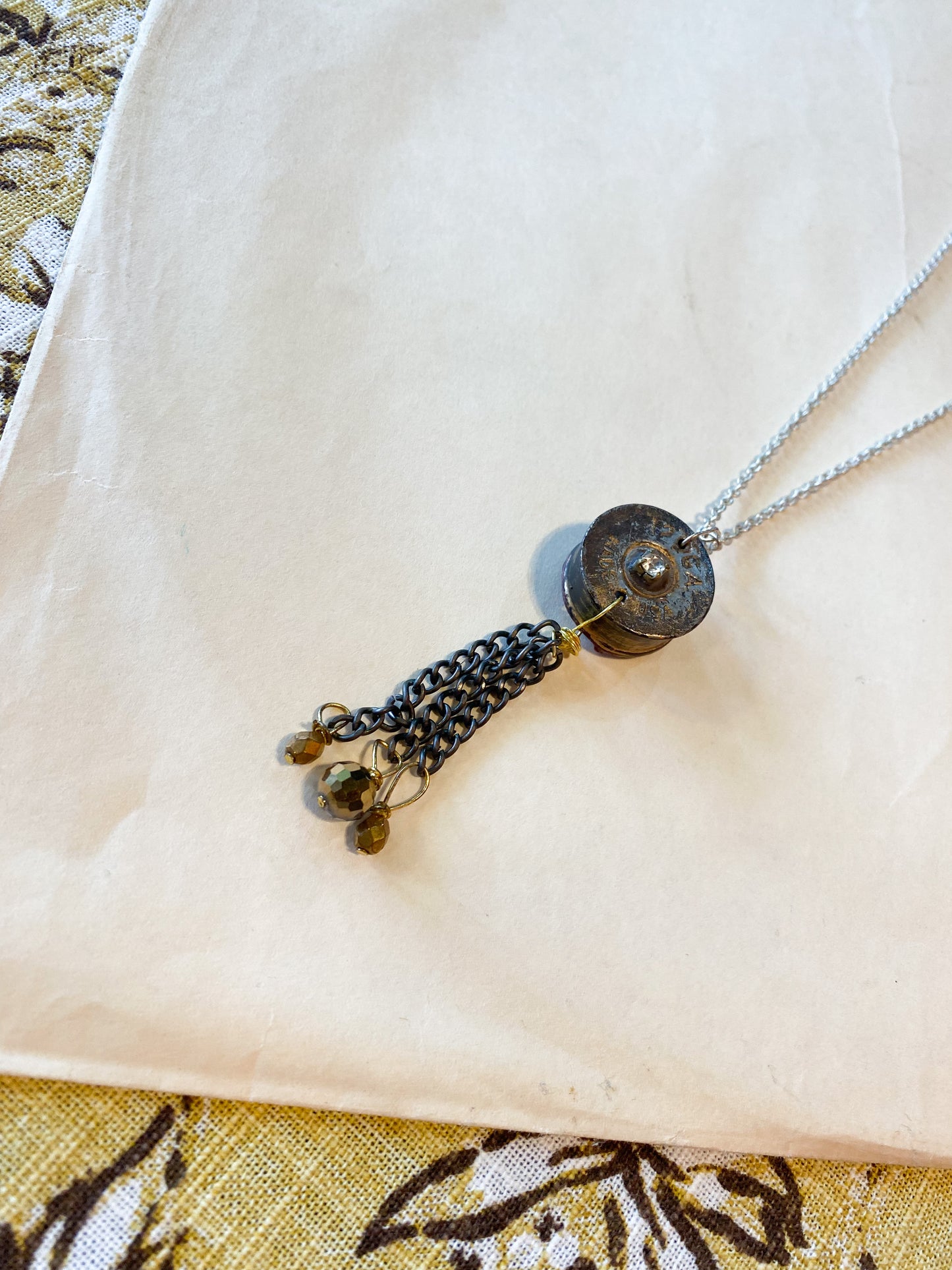 rhinestone bullet chain dangle necklace